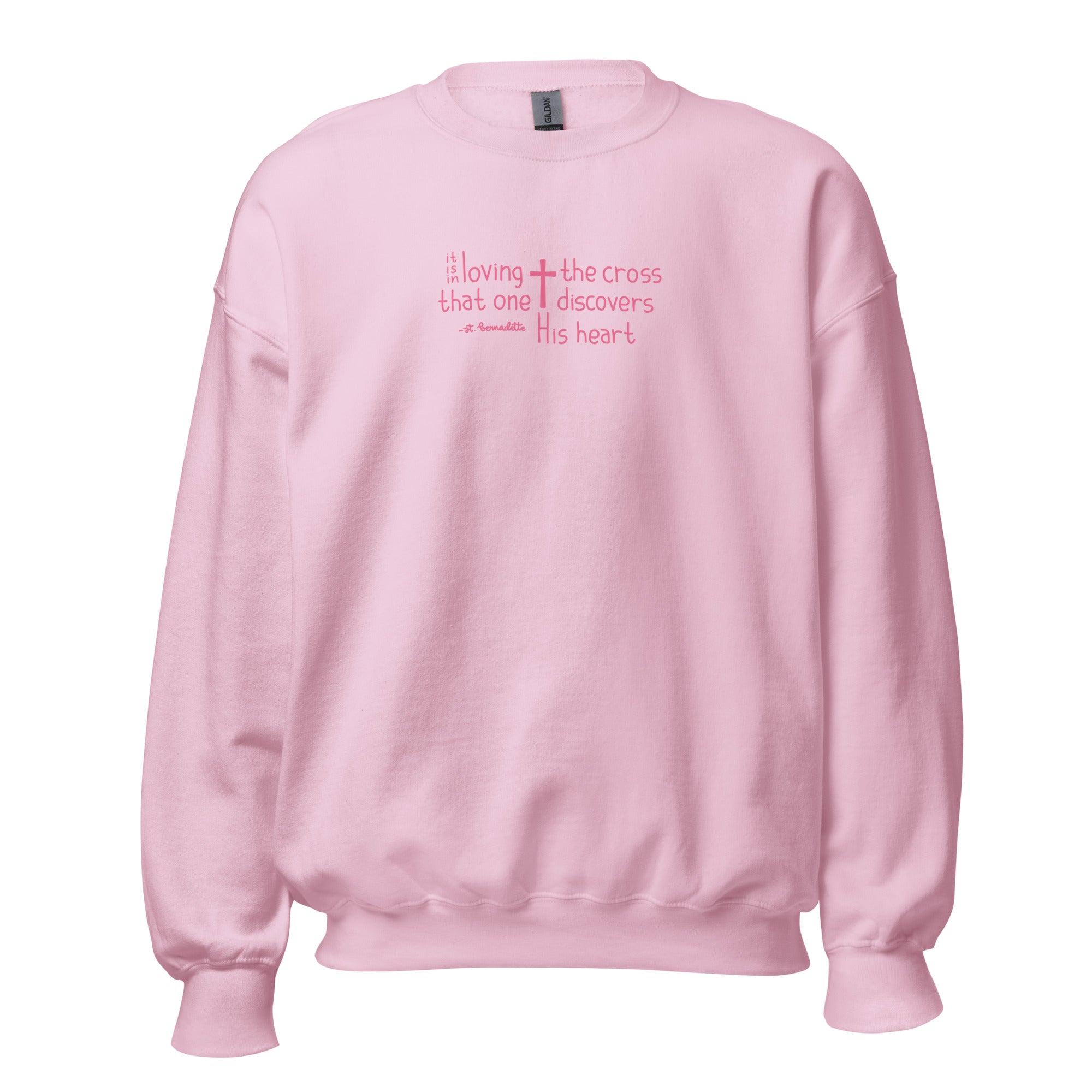 St. Bernadette Soubirous Light Pink Catholic Crewneck