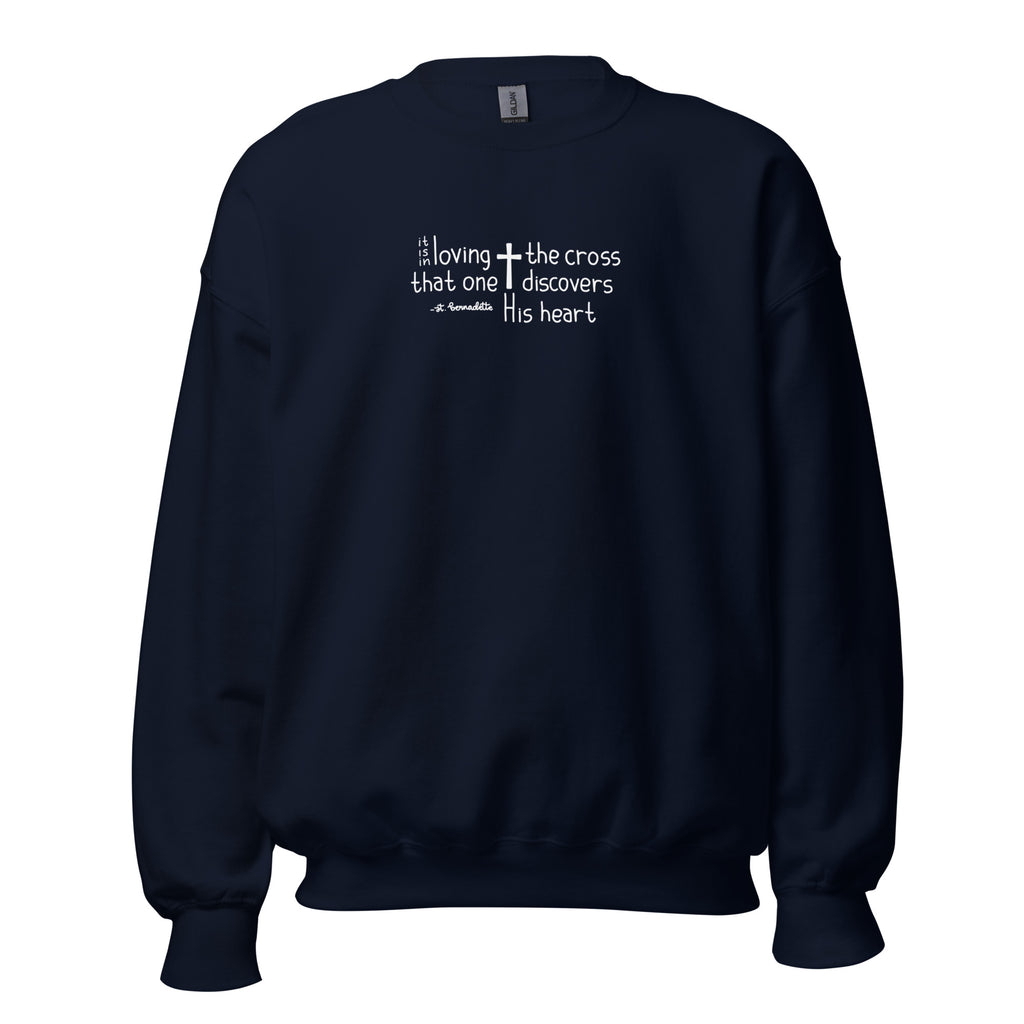 St. Bernadette Soubirous Navy Catholic Crewneck