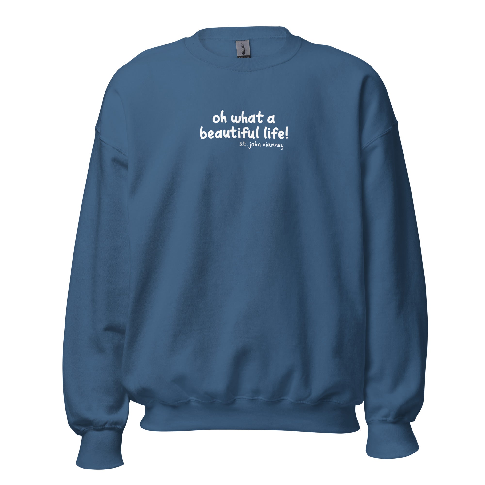 St. John Vianney Indigo Blue Catholic Crewneck