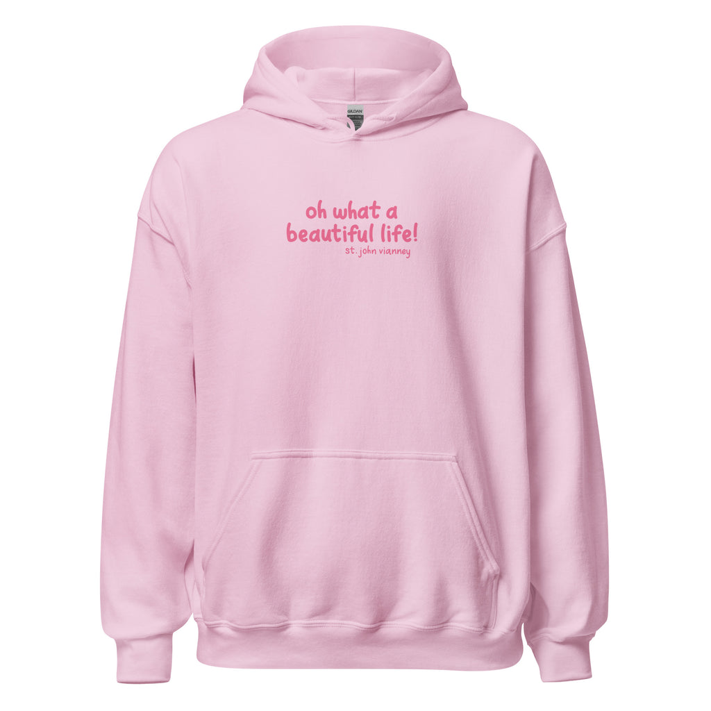 St. John Vianney Light Pink Catholic Hoodie