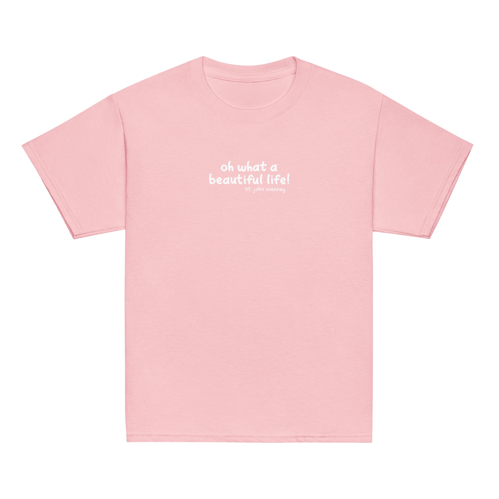 St. John Vianney Light Pink Catholic Youth T-Shirt