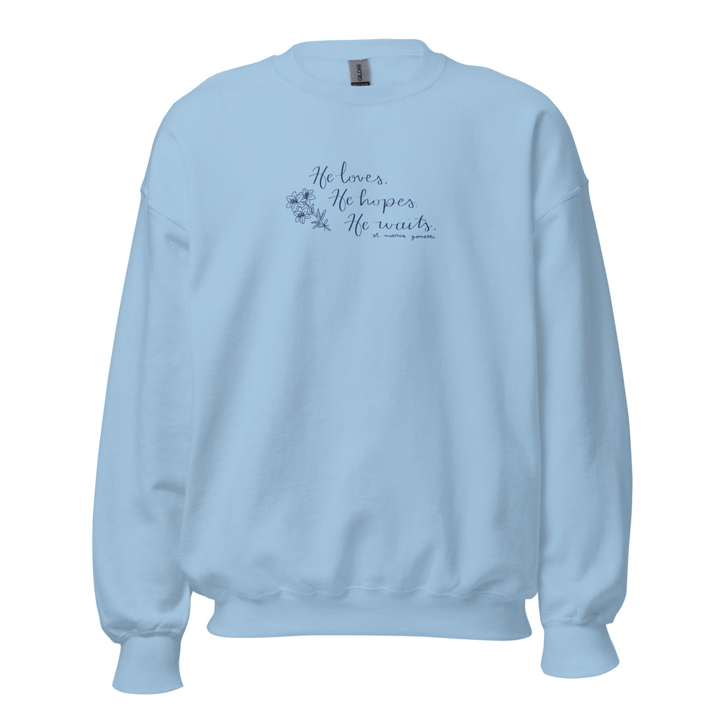 St. Maria Goretti Light Blue Catholic Crewneck