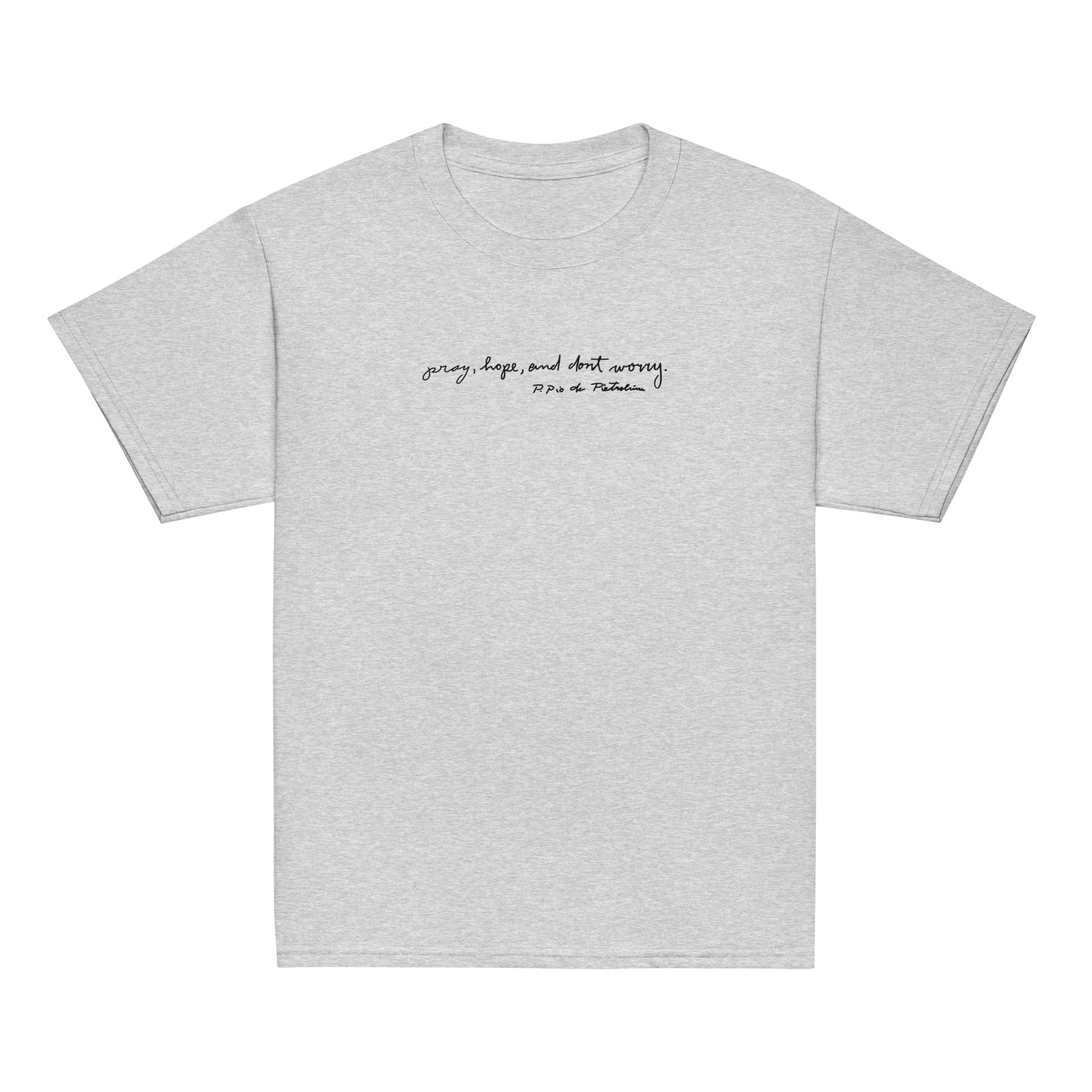 St. Padre Pio Grey Catholic Youth T-Shirt