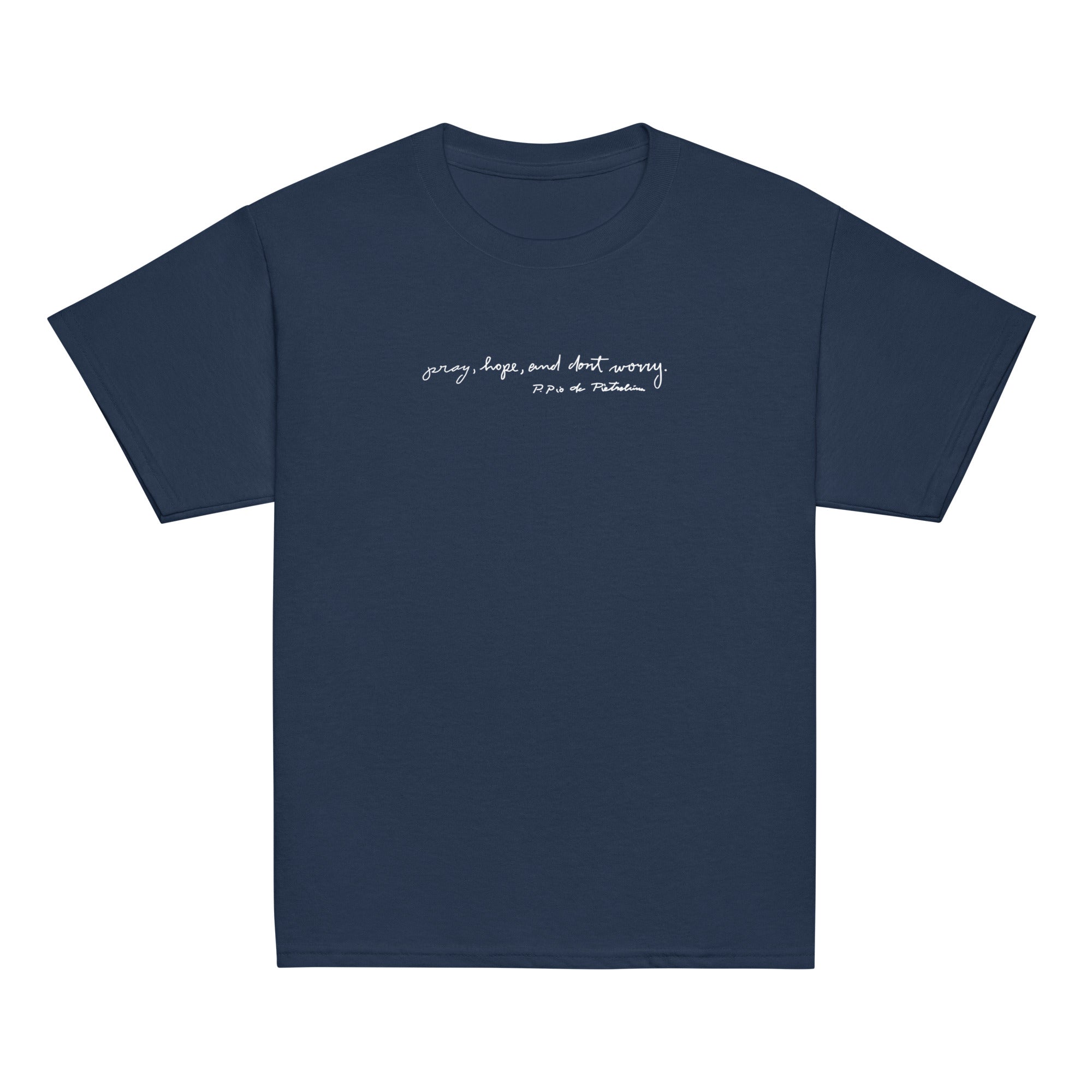 St. Padre Pio Navy Catholic Youth T-Shirt