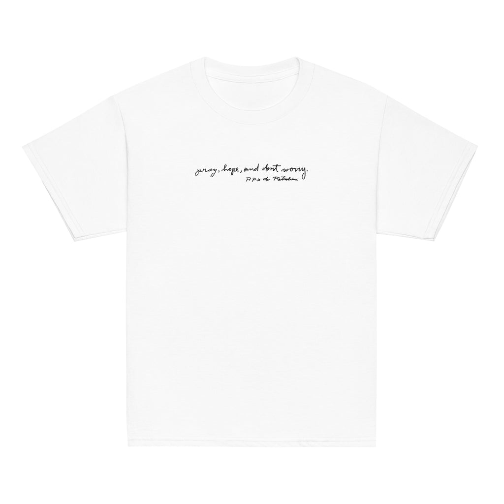 St. Padre Pio White Catholic Youth T-Shirt