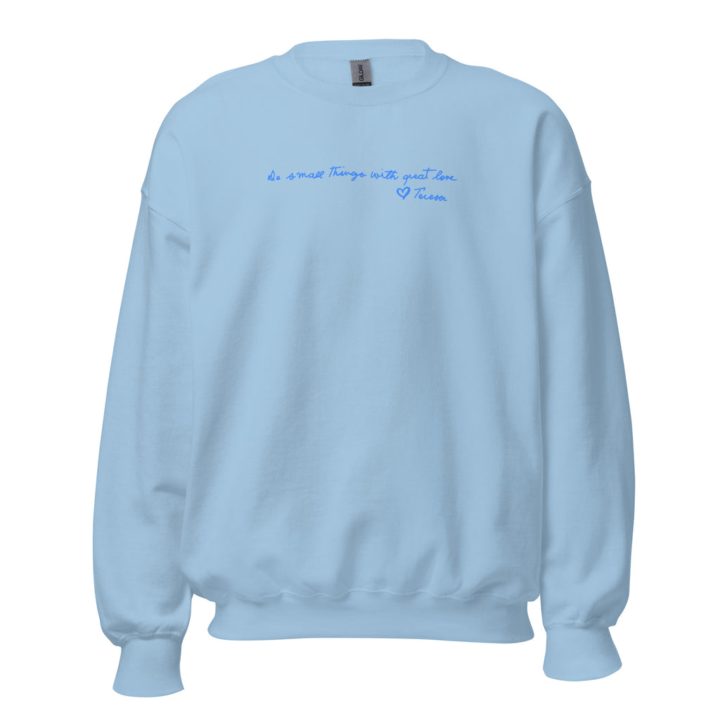 St. Teresa of Calcutta Light Blue Catholic Crewneck