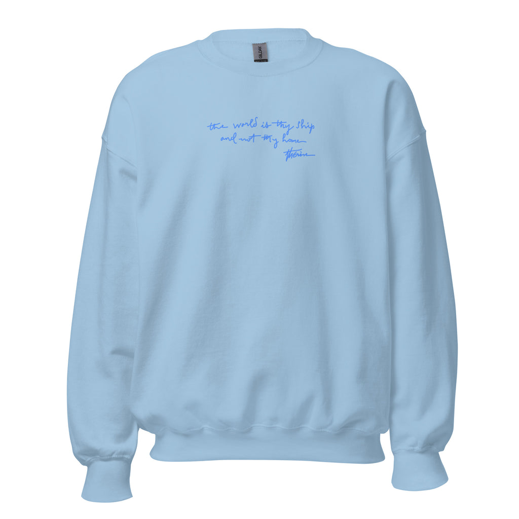 St. Thérèse of Lisieux Light Blue Catholic Crewneck