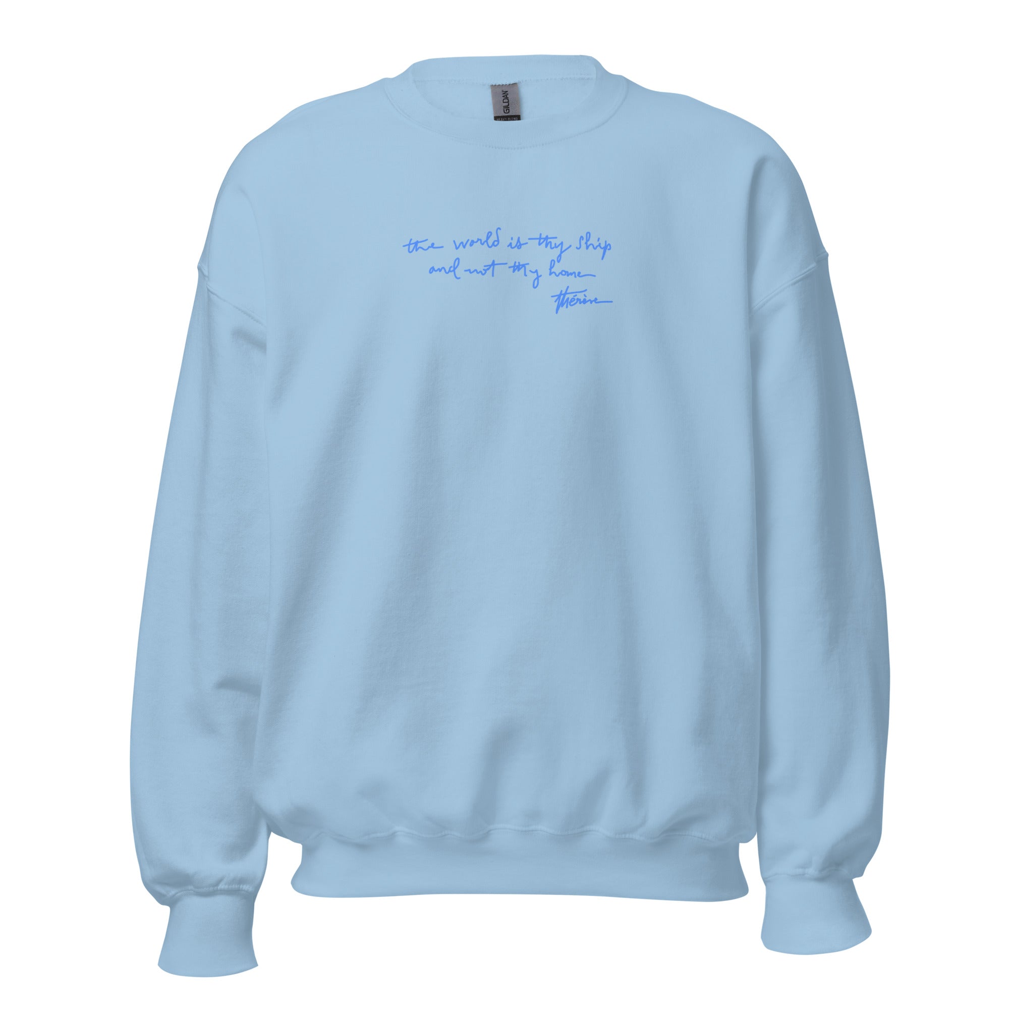 St. Thérèse of Lisieux Light Blue Catholic Crewneck