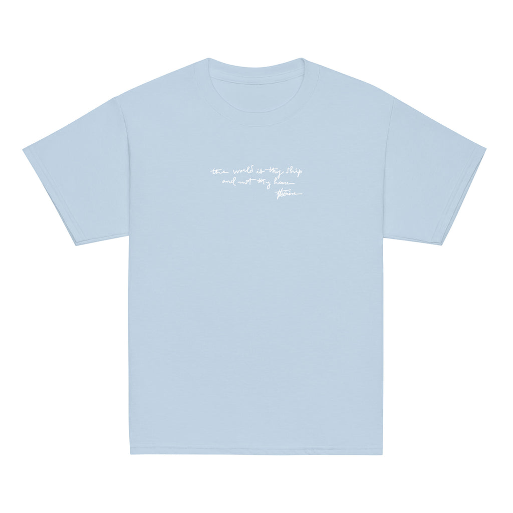 St. Thérèse of Lisieux Light Blue Catholic Youth T-Shirt