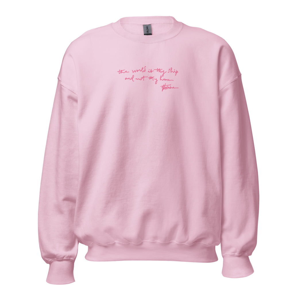 St. Thérèse of Lisieux Light Pink Catholic Crewneck