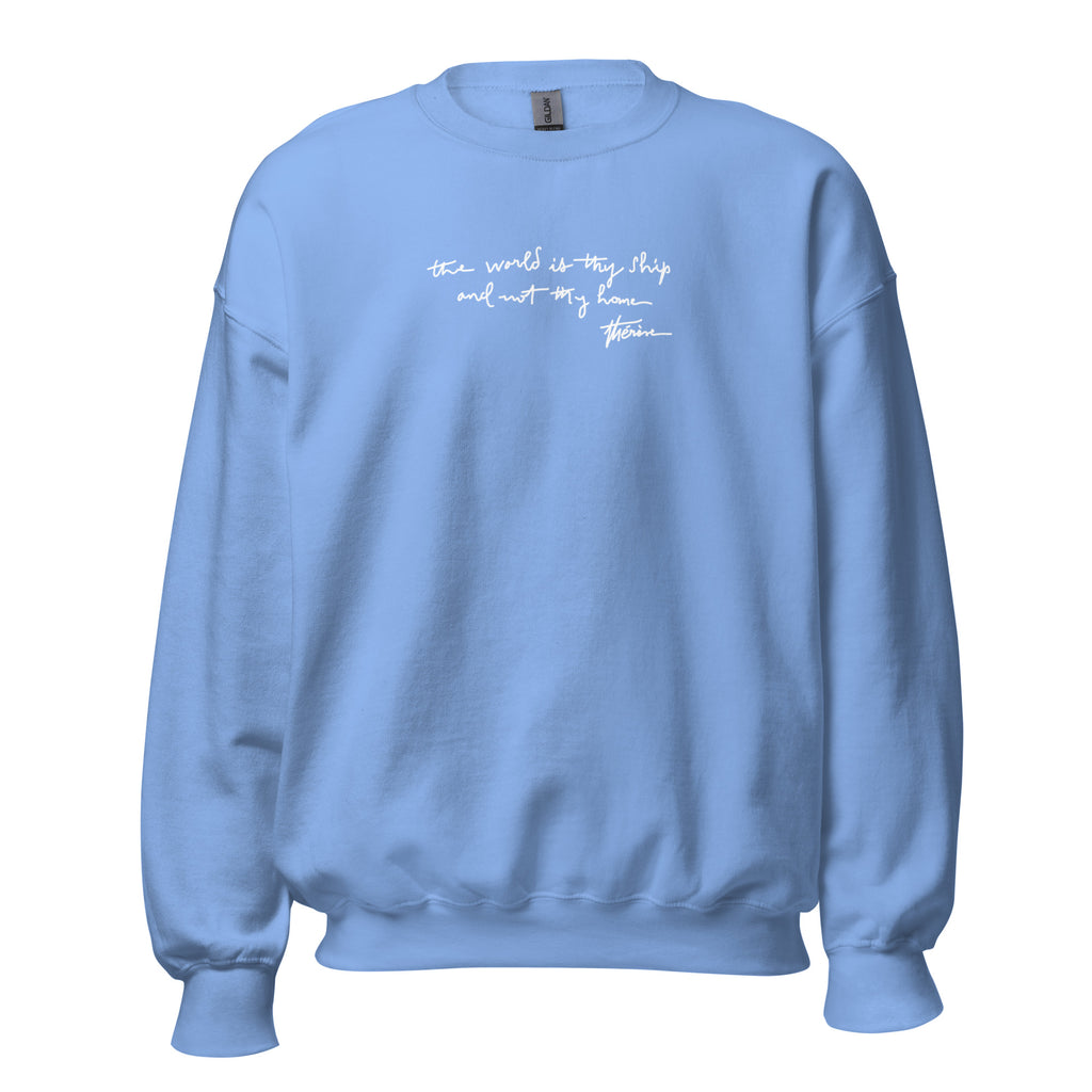 St. Thérèse of Lisieux Carolina Blue Catholic Crewneck